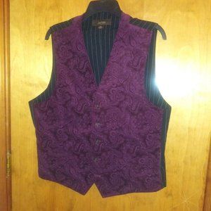Taso Elba Mens Vest Size Medium Burgundy On Black